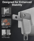 Close-up of Hella Durable 3 Prong To 2 Prong Outlet Adapter And Fireproof Polarized Splitter with thick prongs and optimized design.