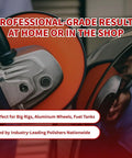 Aluminum Polishing Kit With Dual Buffing Wheels Polishing Compounds Right Angle Grinder in action on a polished surface