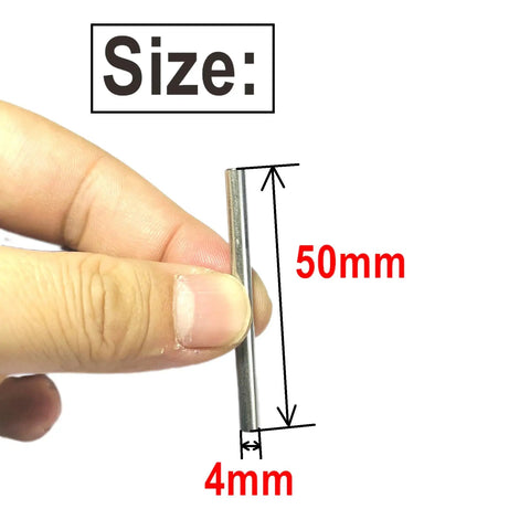 Close-up of a 4mm x 50mm dowel pin from the 52 Piece 4Mm By 50Mm Dowel Pins Set In 304 Stainless Steel Built For DIY Shelves And Bunk Beds.