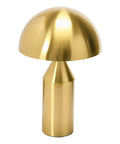 Brushed Brass Table Lamp with Inline Switch Mid Century Inspired Electroplated Metal 14 Inch Tall for any room accent lighting.