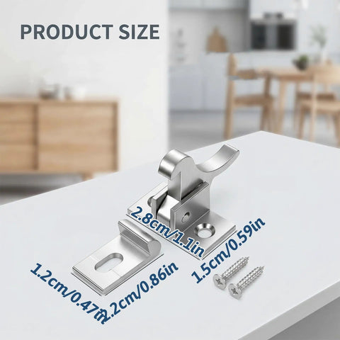 4 Pack Heavy Duty Elbow Latch Set, Silver Finished Solid Brass Cabinet Door Catch For RV, Cupboard, Wardrobe And Window, Screws Included