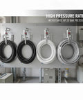 Ironclad Flex Gray Conduit 64mm X 10M Thickened Wire Cable Protector Sleeve view displaying multiple hose types on wall mounts.