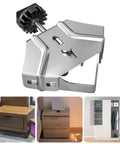 Heavy Duty 90 Degree Corner Clamp With Super Sturdy Grip For Woodworking Welding And Framing Jobs One Hand Operation Stainless Steel tool close-up.