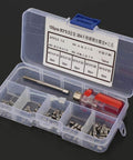 Clear case displaying 105 Piece Stainless Steel Threaded Inserts Repair Kit For Aluminum And Plastic, Wire Insert Installation Set, M3 X 0.5 Internal Thread Repair.