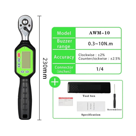 Yqddm Digital Torque Meter Wrench With Backlight Display Precision Tester For Bicycle Car Repair 10Nm To 100Nm Adjustable Preset Settings Includes 1/4 3/8 And 1/2 Inch Drives Reliable Counterclockwise Clockwise Operation Perfect Garage Essential