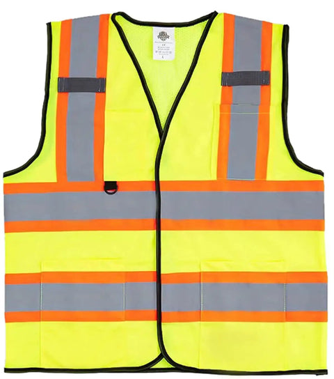 Hi Vis Safety Vest With Multi Pockets 5 Pack Reflective Gear For Work Construction Parking Warehouse Yellow Breathable Lightweight 360 Degree Coverage