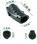 Nacs To J1772 Ev Charging Adapter 80A High Amps 250V Ip 65 Rated Waterproof Heavy Duty Electric Car Connector angled view with dimensions