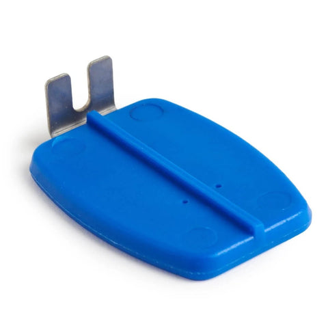 Blue plastic and metal Axle Inserter Guide for Pinewood Derby Cars, Easy and Precise Alignment For Straight Axles, Cut Friction