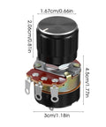 Two Pack 10K Ohm Linear Taper Rotary Potentiometers Dimmer Switches With Metal Knobs Rotary Variable Potentiometer Units with measurements.