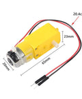 Yellow TT DC gearbox motor with wire leads for Arduino robots