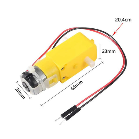 Yellow TT DC gearbox motor with wire leads for Arduino robots