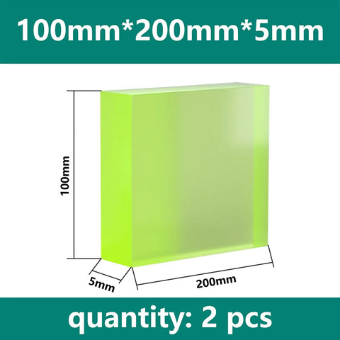 Badass Solid Polyurethane Block Two Pack Heavy Duty Urethane Stock Built Like A Tank For Industrial Fabrication And Engineering Wear Resistant Machining Spacer Cushion Pad 100X200mm 5mm visible with dimensions.