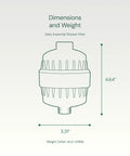 Dimensions of High Output Universal Shower Filter With Replaceable Multi Stage Cartridge Reduces Chlorine And Odor displayed