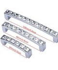 Modern Decor Crystal Glass Rhinestone Drawer Cabinet Pulls Zinc Alloy Handle Set showing 3.8 inch hole centers and lengths