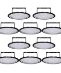 10 Pack 500W UFO LED High Bay Light Workhorse With 50000LM 6500K Daylight White Ultra Thin IP65 Waterproof