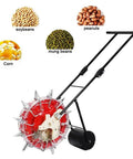 Hand Push Metal Garden Seeder With 7 Holes And Adjustable Seed Depth 3mm To 15mm Precise Planter for Corn, Soybeans, Peanuts