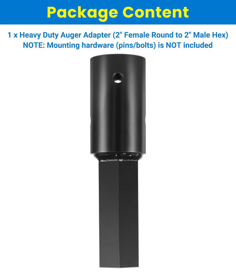 Beefy Heavy Duty 2 Inch Round To 2 Inch Hex Auger Adapter For Power Heads Converts Round Shafts To Hex Bit Ideal For Skid Steers