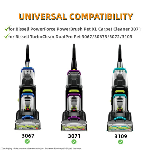 Bissell PowerForce PowerBrush Pet XL and TurboClean DualPro Pet carpet cleaners compatibility with Replacement Belts.