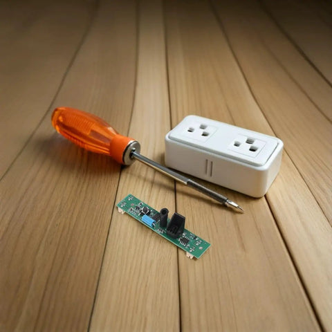 Smart Trash Can Sensor Board Replacement With Reliable Performance And Easy Install For Household And Kitchen Garbage Bins Plastic And Metal Circuit Board Parts For Touchless Waste Bin, green PCB on wood