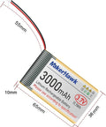 Beefy 3.7V 3000mAh LiPo Battery 1S With Protection Board Micro JST 1.25 Plug dimensions illustration
