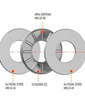 Two Pack NTA1625 2TRA Thrust Needle Roller Bearings With Washers For Heavy Duty Jobs, close-up showing materials and dimensions