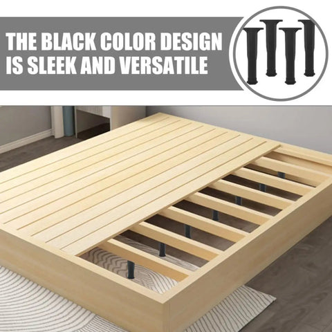 Six Pack Adjustable T Shaped Furniture Legs for Bed Frames with sleek black design and height adjustable support legs