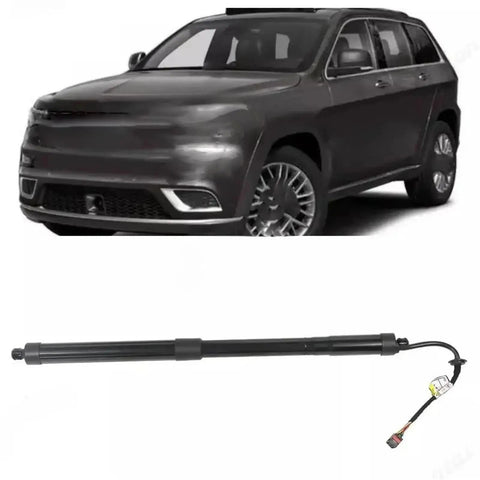 Heavy Duty Electric Tailgate Gas Struts For Jeep Cherokee 2015 2016 2017 2018 2019 next to a Jeep Cherokee SUV.