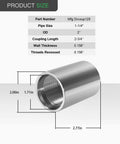1 1/4 Inch Galvanized Well Point Drive Coupling With Female Thread, Heavy Duty Connector For 1 1/4 Pipe, Replacement For Drcoup125, 2.77in length