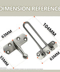 Heavy Duty Door Lock Swing Bar Guard For Home, 2.5 Inch High Security Zinc Alloy, dimensions shown with brushed nickel finish