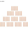 M6 Wooden Dowel Pins 50 Pack, 30mm Length, 6mm Diameter Wood Fasteners arranged in a pyramid shape