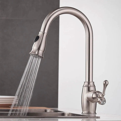 Universal Kitchen Faucet Sprayer Head With 3 Adapters, Brushed Nickel Pull-Down Replacement For Most Brands, faucet installation