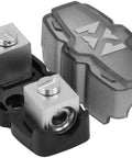 Badass Mini ANL And MANL Inline Fuse Holder For 4 And 8 Gauge Wire With Forged Brass Body And Satin Chrome Cap showing components.