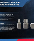 Heavy Duty Multispline Screw And Bolt Extractor Set For Stripped Fasteners, 25 Piece Pro Grade CrMo Kit For Easy Out And Broken Bolt Removal, From One Eighth Inch To Seven Eighths Inch Increments Of One Thirty Second Inch, Neiko 04204A display with product features