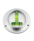 Dia 80 to 110mm Double Bubl Bubble Level T-shape Metal Spirit Level Gauge(Dia 90mm) with green liquid in clear tube.