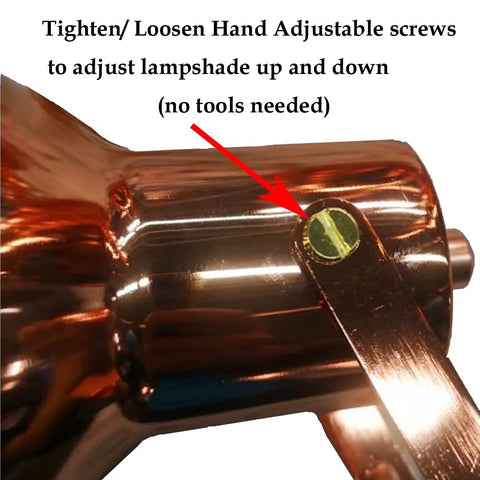 Close-up of rose gold GF32 Floor Lamp adjustable screw for 350 degree rotation and tilt without tools