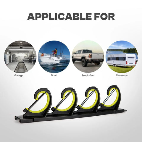 Heavy Duty Fishing Rod Rack For Garage Or Vehicle Wall Or Ceiling Mount with Soft Rubber Coated Holders for Boats, Trucks, and Cabins