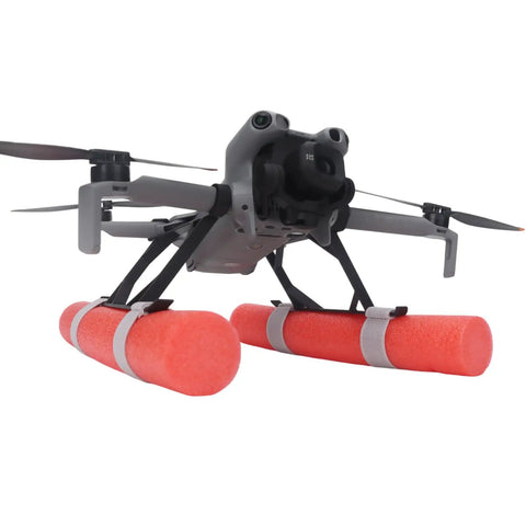 Floating Water Landing Gear For Mini 5 Pro Drone Training Takeoff Kit with red buoyancy rods attached, ready for water landing.
