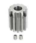Mod 1 12T Spur Gear 5mm Bore Stainless Steel Pinion Gear 304 Stainless, 20 Degree Pressure Angle For RC Cars Trucks Spur Rack And DIY Motor Projects For Hobbyists, front view with set screws