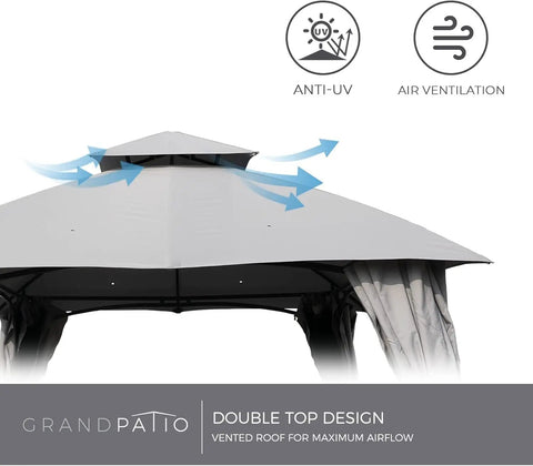 Curved Top Replacement Canopy For 10x13 Gazebo Dome Style Top Only Fits Patio Deck Backyard Garden Lawns shown installed