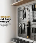 Heavy Duty High Pressure Washer Wand With Hydro Jet Power Spray Attachment on garage pegboard, surrounded by tools.