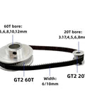 Heavy Duty 60 Tooth 3:1 Ratio Timing Belt Pulley Kit With Tensioner Wheel, Precision Aluminum Synchronous Gears For CNC Makers And Smooth Gear Drive Up To 12mm Bore, GT2 60T and 20T