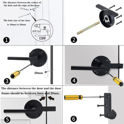 Instructional diagram showing installation steps for Heavy Duty Stainless Steel Gate Latch For Wooden Fences And Garden Pools.