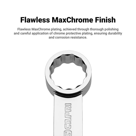 3/8 Inch Drive Torque Adapter With 7/16 Inch Box End, 12-Point, Extended Reach For Torque Wrenches, MaxChrome finish detail