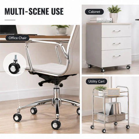 Four Pack Alloy Heavy-Duty Swivel Caster Wheels, 360 Degree Twin Wheel Casters With Plate Mount Or M8 Threaded Stem on furniture