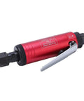Badass Stainless Steel Air Die Grinder 90 Psi Pneumatic Tool With Adjustable Speed And Turbo Spindle showing red aluminum body and lever.