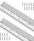 Two 16-inch stainless steel piano hinges, continuous, with screws; 0.04 in leaf thickness, 0.5 in knuckle; Amazon