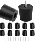 Heavy Duty Round Rubber Furniture Pads With Stainless Steel Mounting Screws Black Non Slip Table Leg Base 32X27X30Mm 12 Pack close-up view with screws.