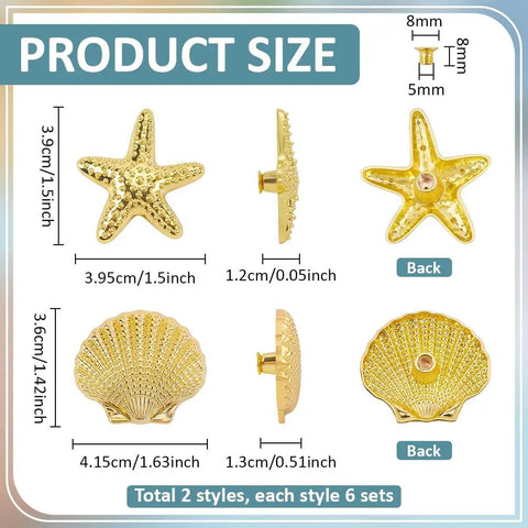 Product size chart for Slap These Killer Gold Cabinet Knobs Onto Your Dresser Or Vanity For An Instant Coastal Vibe Upgrade.