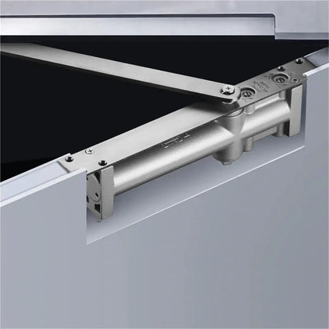 Hidden Door Closer Kit With Invisible Hydraulic Buffer Adjustable for Doors 40 to 65 Kg Square Mount Low Profile Security System Stainless Steel