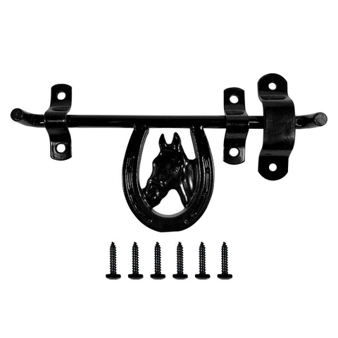 Heavy Duty Steel Barn Stall Door Latch In Black, Left Or Right Handed, Decorative Horse Stall Hardware, Made In USA, Powder Coated